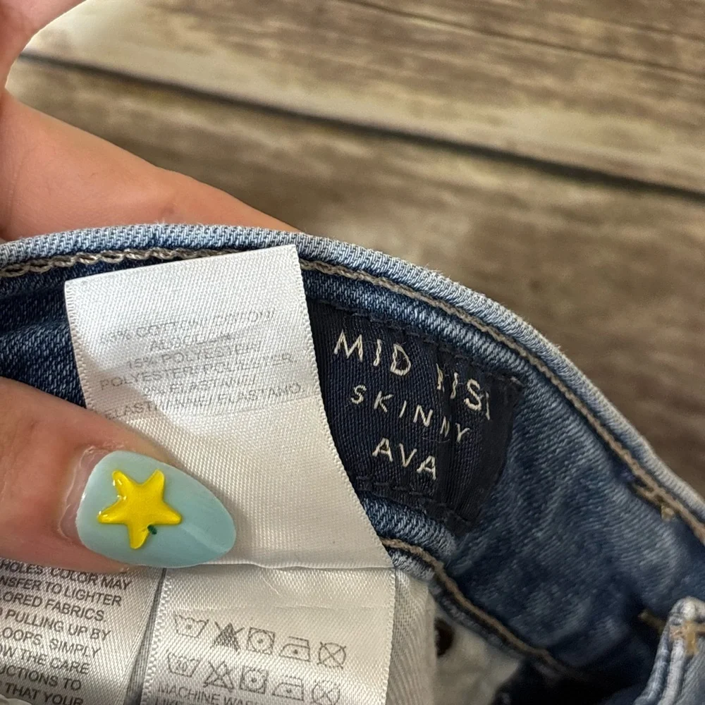 Lucky Brand Jeans Ava Mid Rise Skinny‎ 4 27 Ankle Frayed Hem Stretch Slim